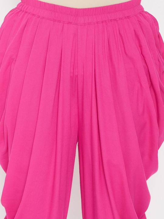 Women Pink Solid Dhoti Pants