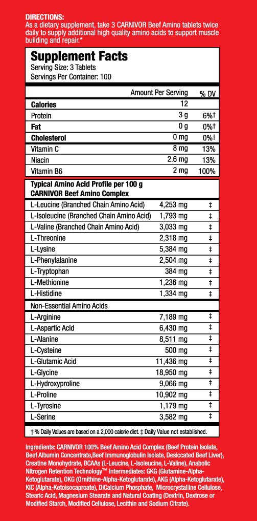 Carnivore Musclemeds Beef amino targets