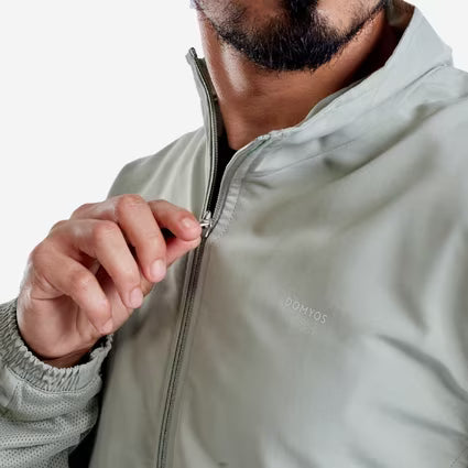 Men's Cardio Fitness Tracksuit Jacket FJA 100 - Sage Grey